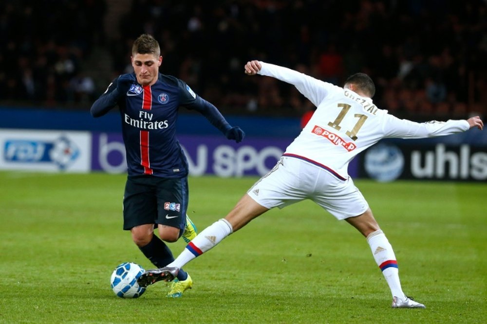 Le milieu de terrain du PSG Marco Verratti contre Lyon en quart de finale de Coupe de la Ligue. AFP