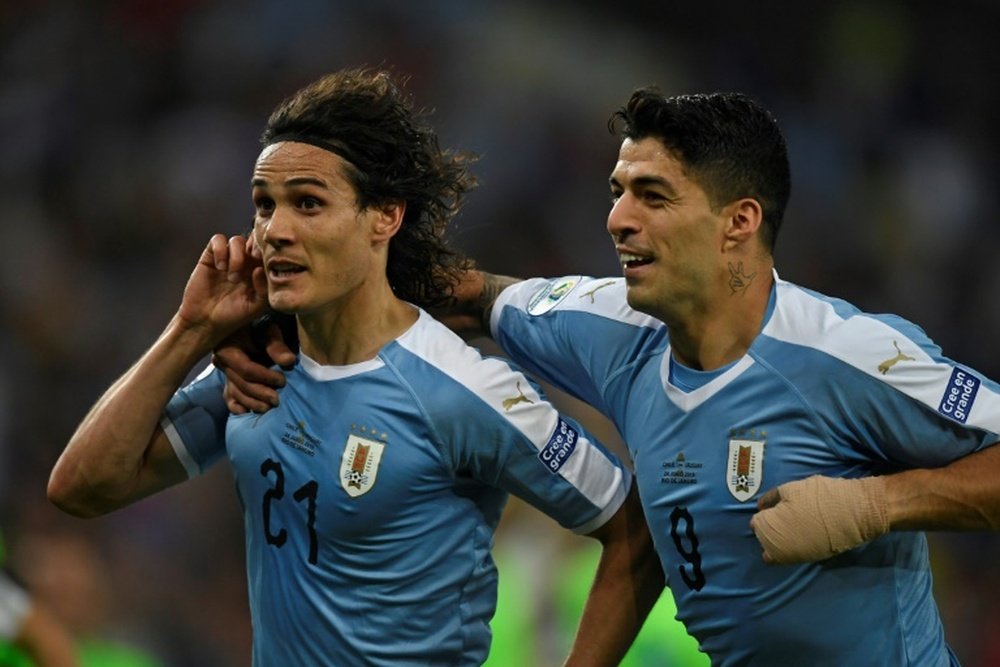 Cavani retrouve les filets avec l'Uruguay. AFP