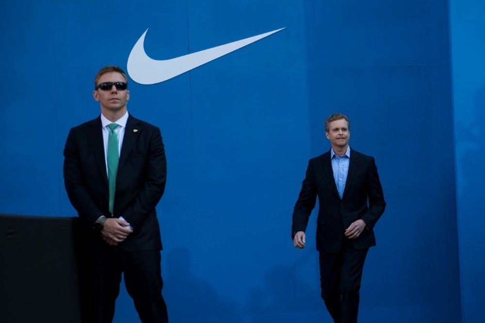 Le PDG de Nike Mark Parker au siège de l'équipementier sportif, le 8 mai 2015 à Beaverton. AFP