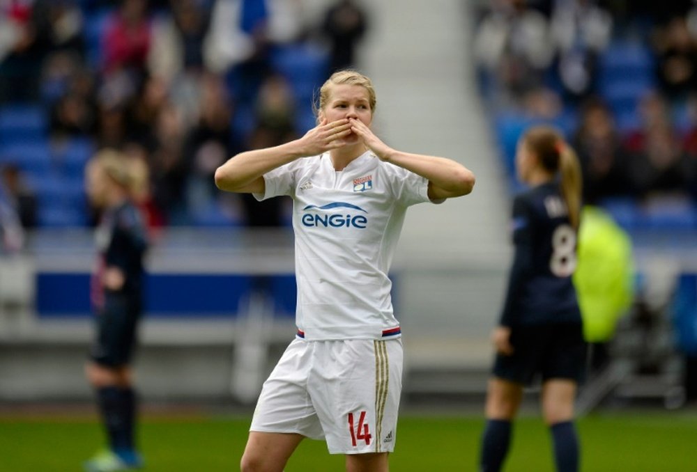 Hegerberg anotó un doblete por sexta vez esta temporada. AFP