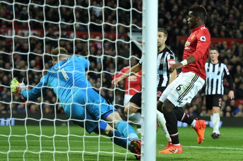 Paul Pogba a marqué le troisième but de Manchester. AFP