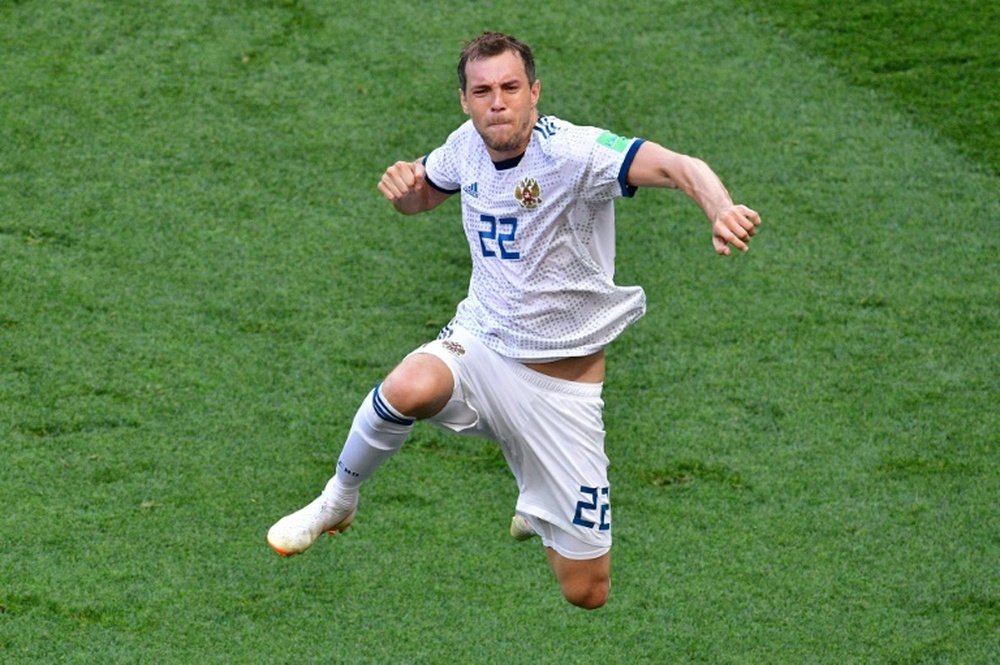 Dzyuba marcó el gol que empató el partido ante España. AFP