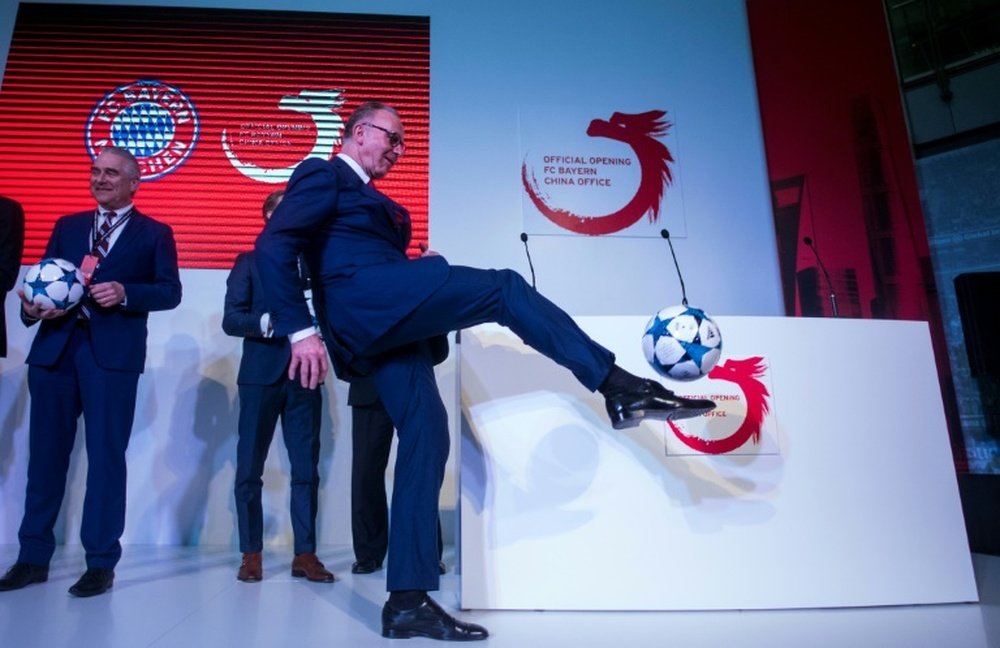 Démonstration du patron du Bayern Munich Karl-Heinz Rummenigge. AFP