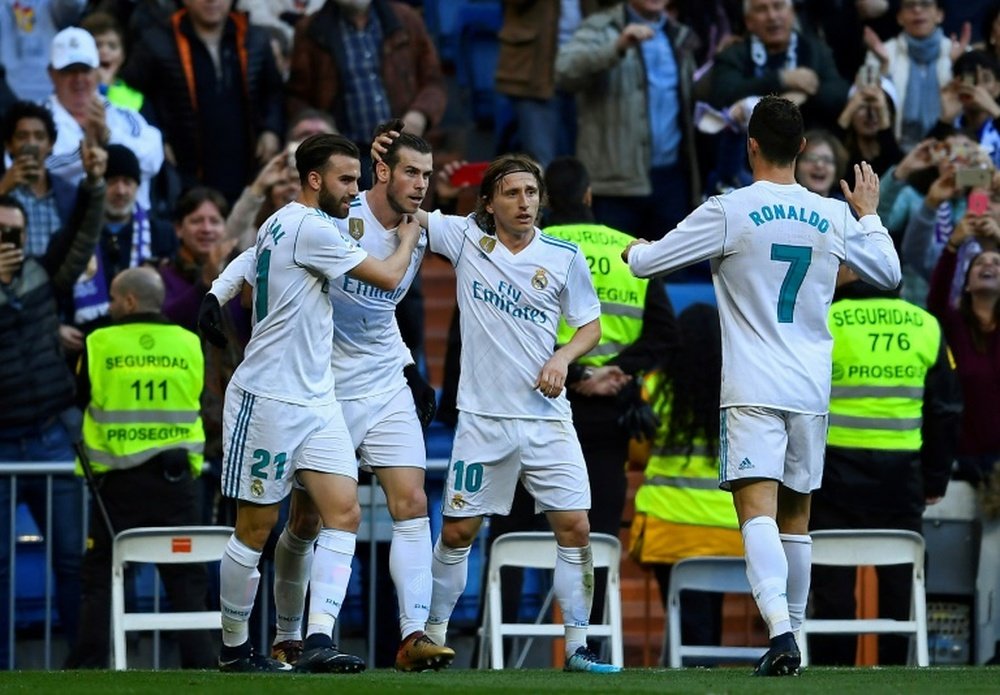 Gareth Bale après son but face à La Corogne au stade Bernabeu. AFP
