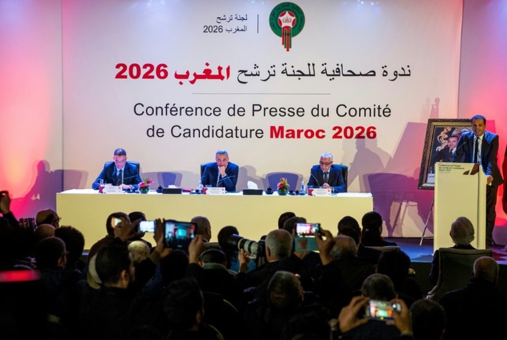 Les responsables marocains de la candidature au Mondial-2026. AFP