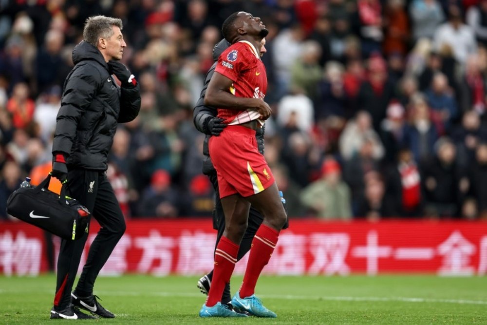 Konate was replaced by Joe Gomez at half-time. AFP