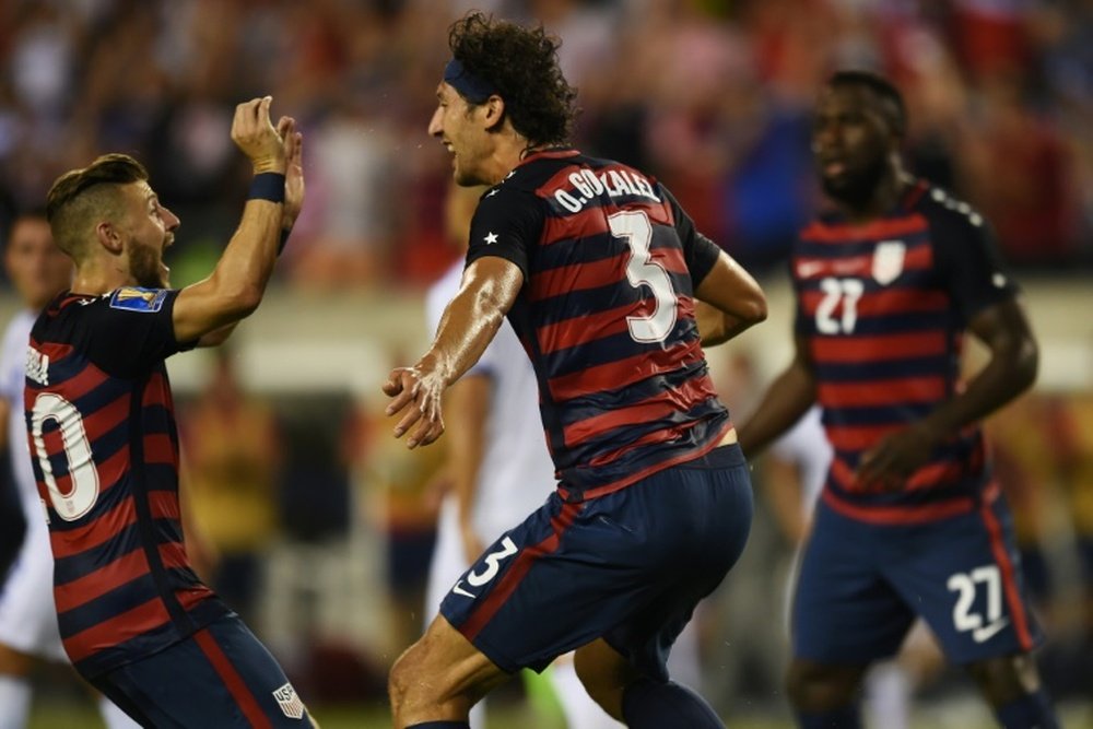 Le défenseur Omar Gonzalez a ouvert le score pour les Etats-Unis contre le Salvador en Gold Cup. AFP