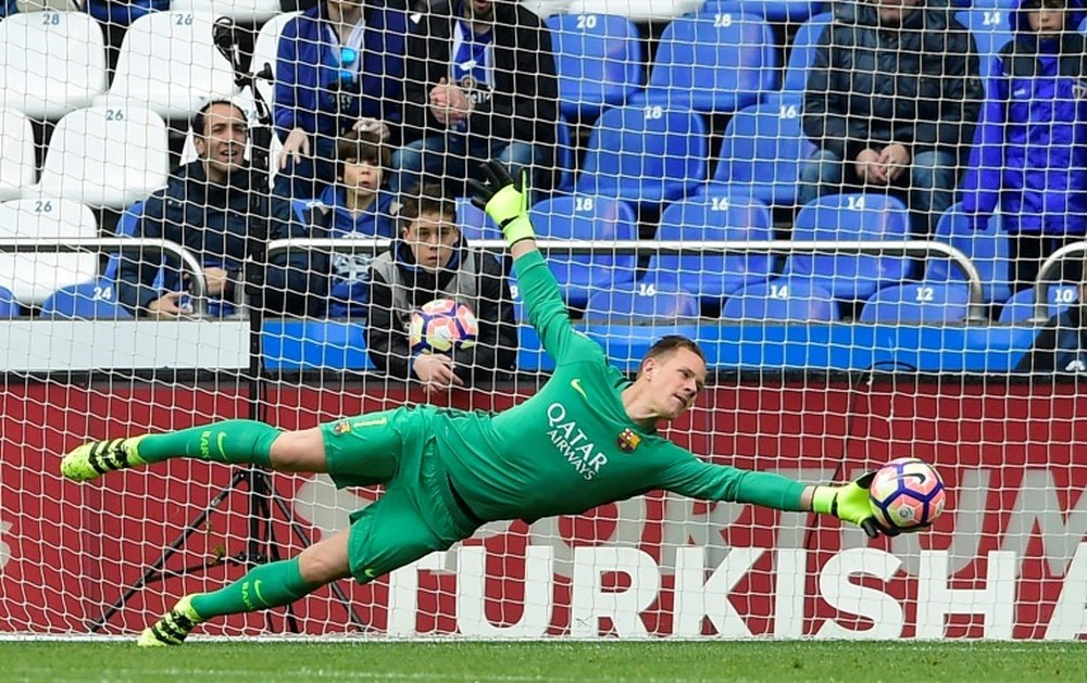 Le gardien allemand du Barça Marc-André Ter Stegen, lors de la défaite à La Corogne en Liga. AFP