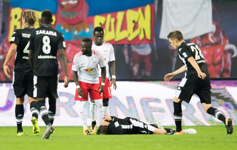 Keita will be suspended for RB Leipzig's next three matches in the Bundesliga. AFP