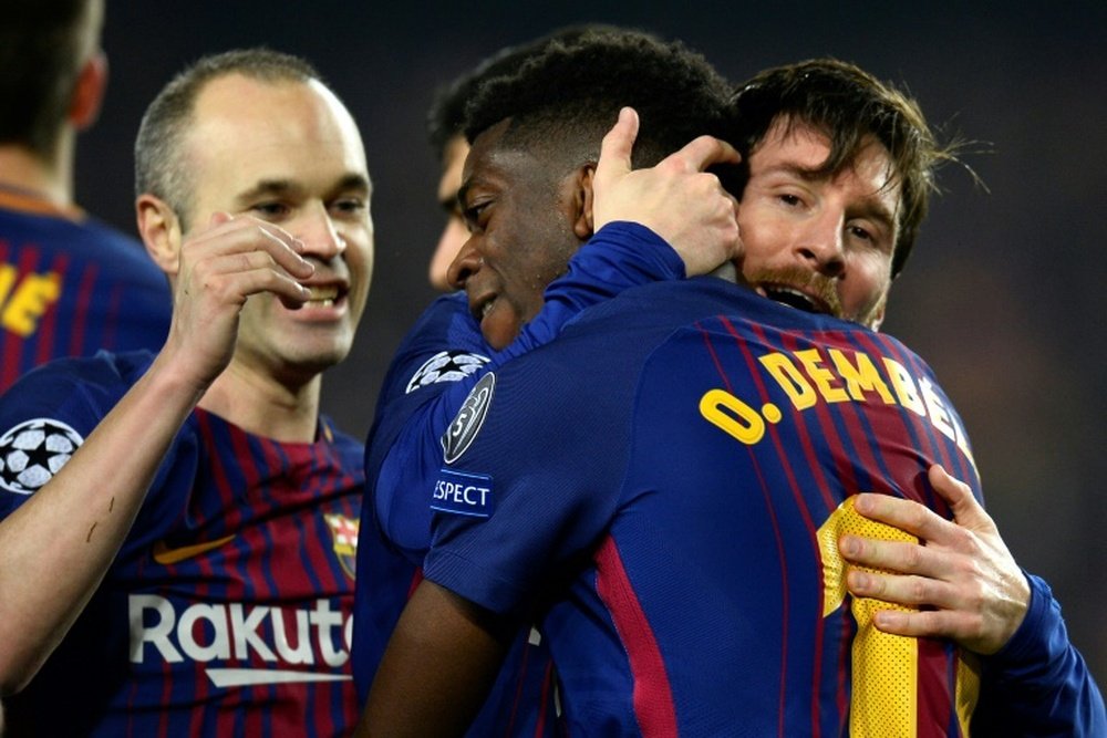 Crear una sociedad con Messi, el mejor negocio posible para Dembélé. AFP