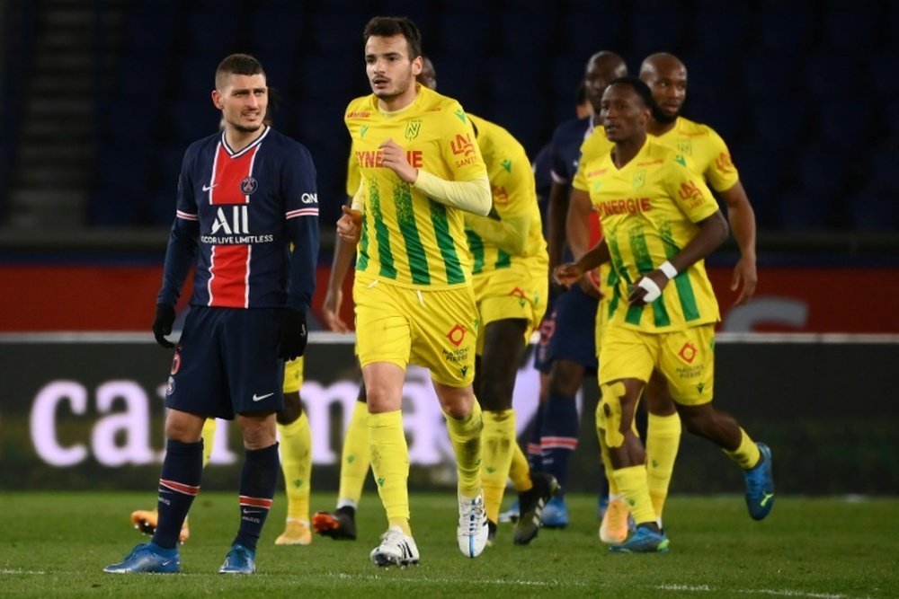 El Nantes aprovecha el desconcierto del PSG. AFP