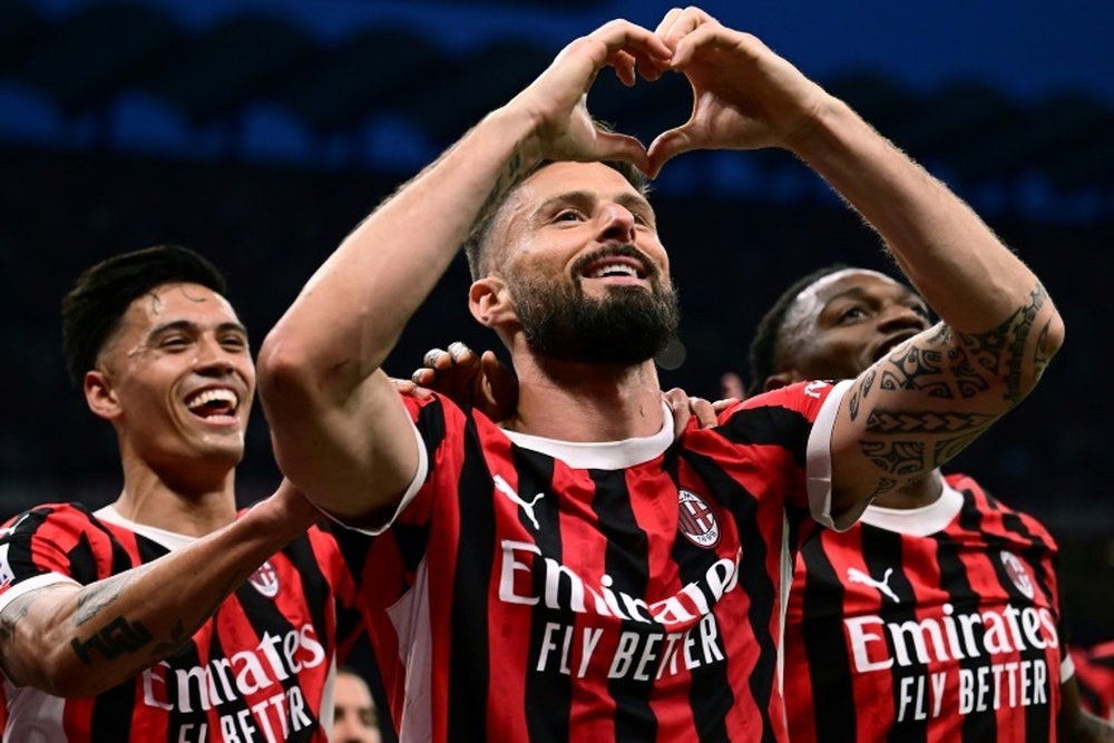 Tropiezo del Milan en las despedidas de Kjaer, Pioli y Giroud. AFP