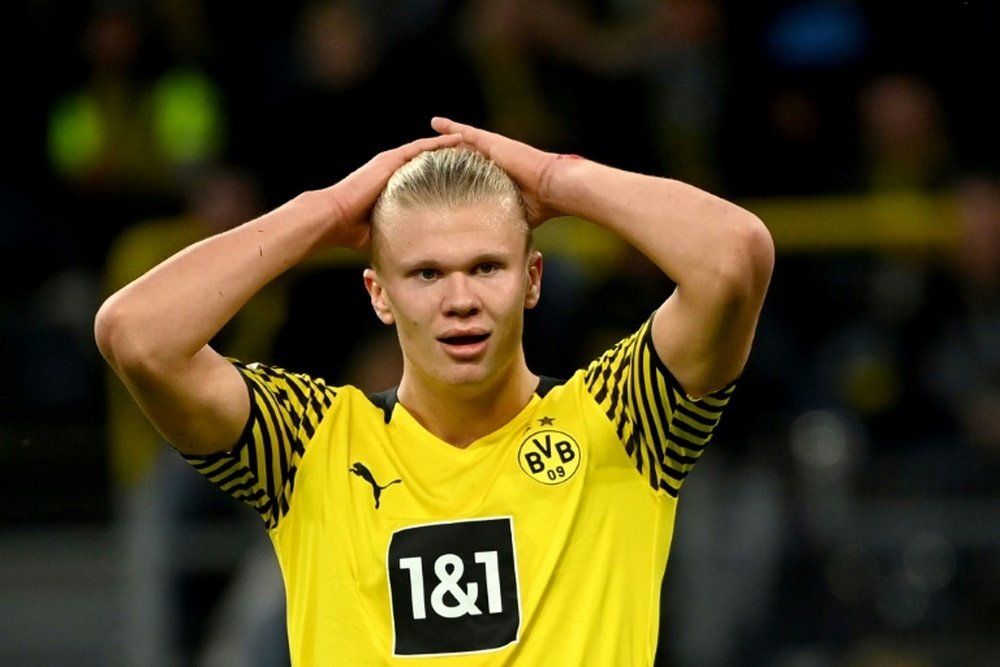 L'attaquant norvégien du Borussia Dortmund Erling Haaland, lors du match de Bundesliga. AFP