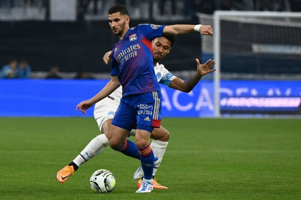 Houssem Aouar lors de la rencontre de Ligue 1 entre Lyon et l`OM, à Marseille le 1er mai 2022.