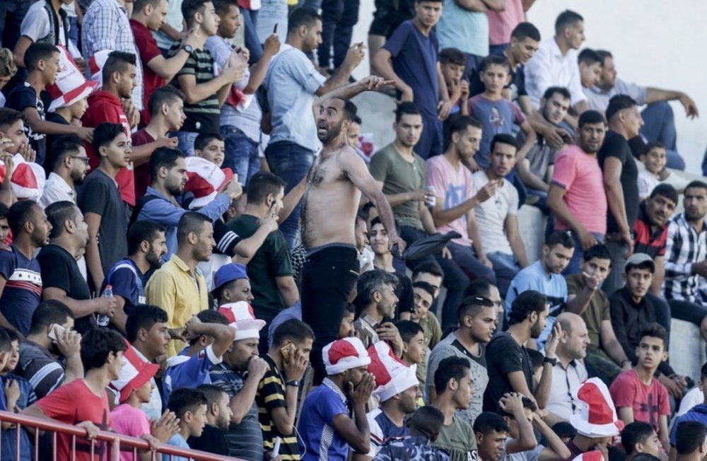 Les supporters palestiniens lors de la Coupe de Palestine. AFP