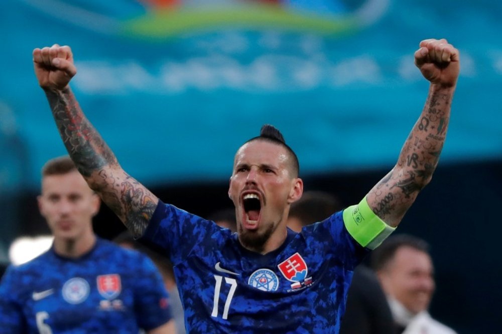 Hamsik recordó su carrera en Nápoles. AFP