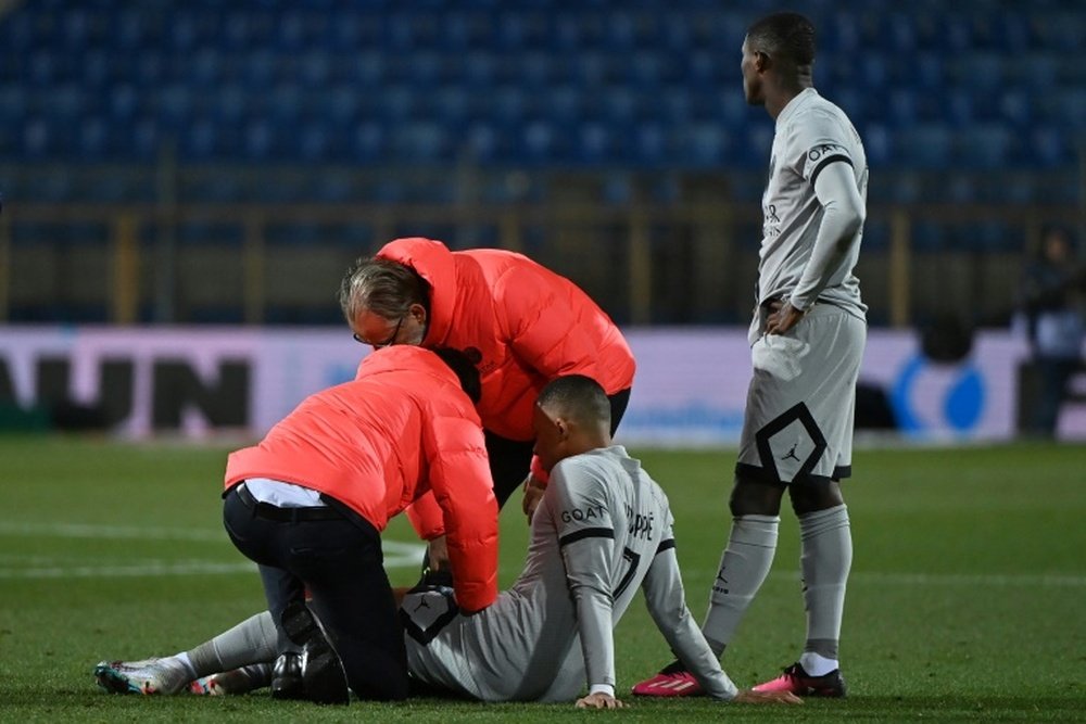 Mbappe had to be substituted in the 21st minute against Montpellier. AFP