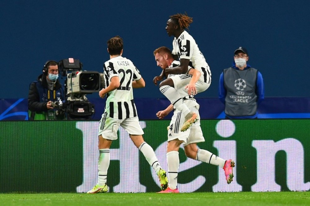 L'attaquant suédois Dejan Kulusevski de la Juventus Turin célèbre son but. AFP