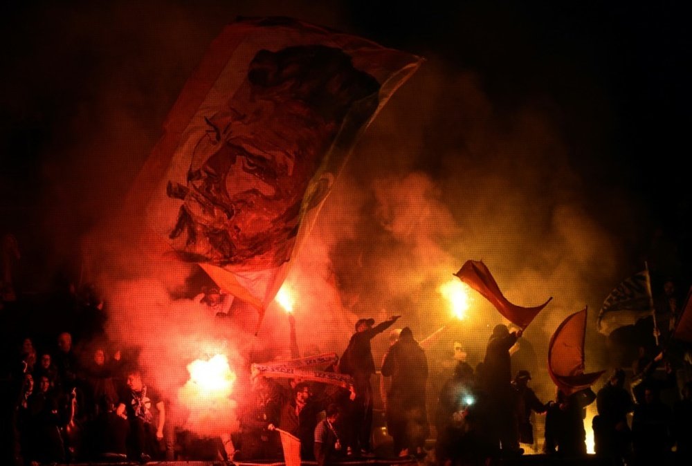 Les supporters de Marseille lors du match à Braga. AFP
