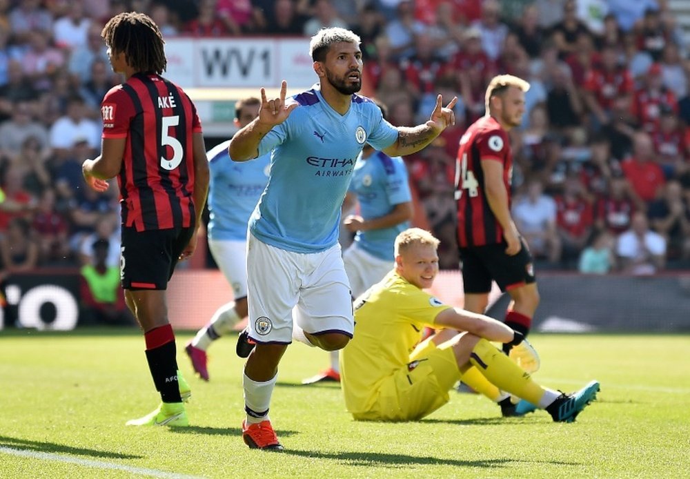 Aguero was vital in Man City's victory at Bournemouth. AFP