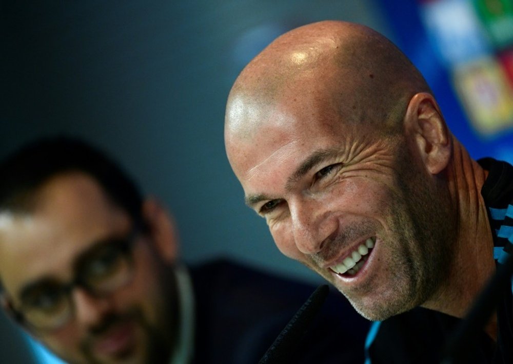 L'entraîneur du Real Zinédine Zidane, en conférence de presse le 12 septembre 2017. AFP