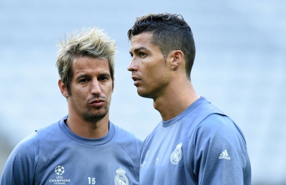 Cristiano y Coentrao se reunieron en Lisboa. AFP