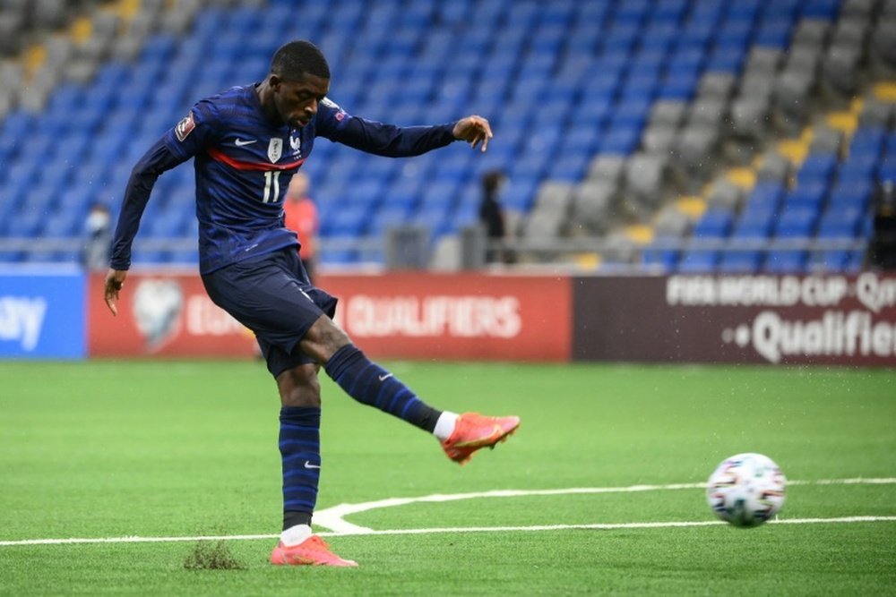Dembélé metió su primer gol oficial con Francia. AFP