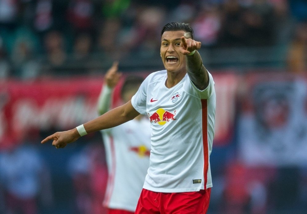 L'attaquant du RB Leipzig Davie Selke lors du match de Bundesliga face au Weder Brême. AFP