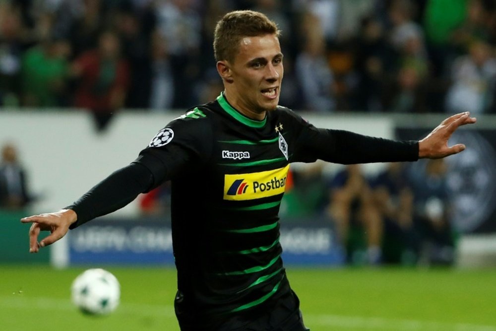 Thorgan Hazard, buteur avec Mönchengladbach face au FC Barcelone en Ligue des champions. AFP