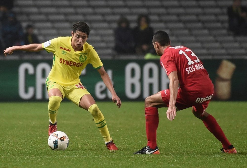 Le milieu de terrain de Nantes Amine Harit lors d'un match contre Montpellier. AFP