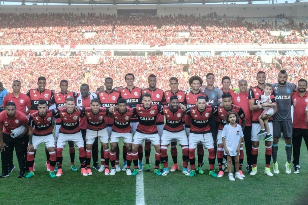 Les joueurs de Flamengo, le 7 mai 2017 au stade Maracana, à Rio de Janeiro. AFP