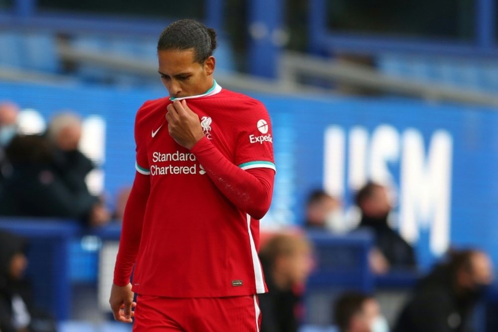 Pickford lesionó a Van Dijk y estará fuera lo que queda de temporada. AFP