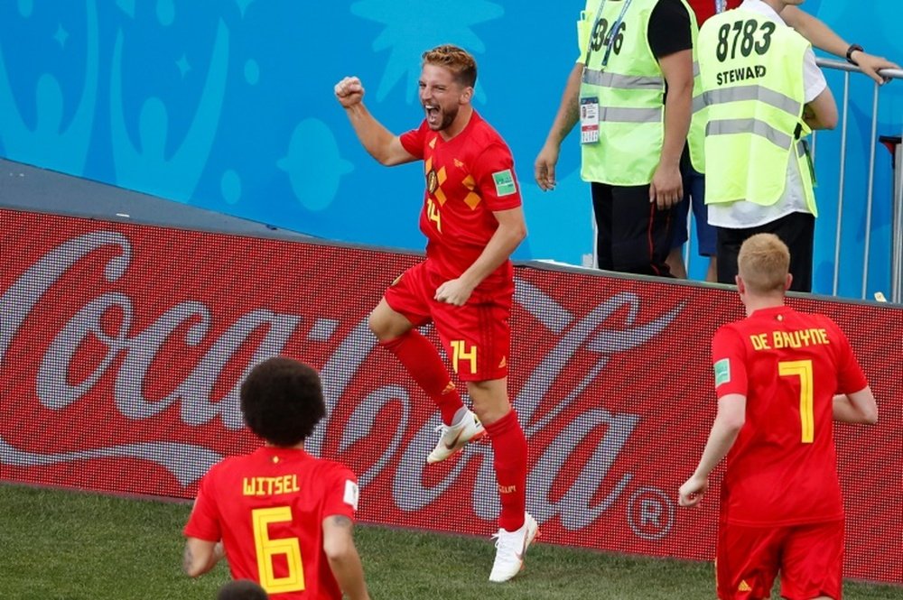 Mertens scored in Belgium's opening match of the World Cup. AFP