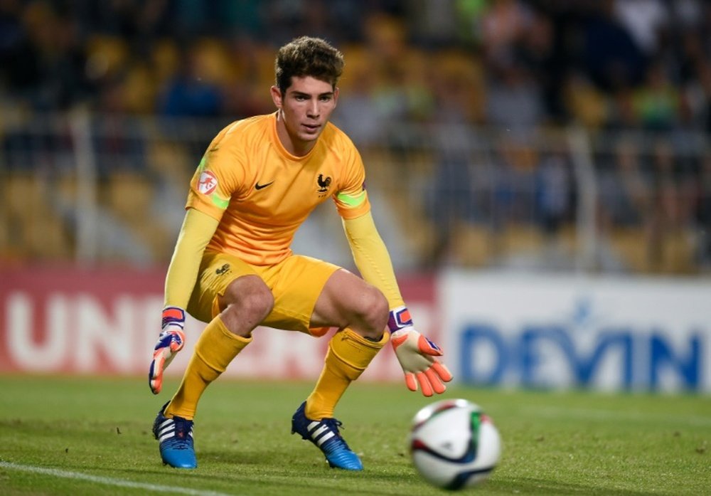 Luca Zidane, gardien des Mini-Bleus français, lors de la finale des U17 contre lAllemagne, le 22 mai 2015 à Bourgas, en Bulgarie