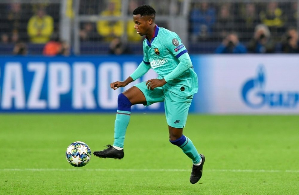 L'attaquant de 16 ans du FC Barcelone Ansu Fati lors du match nul 0-0 à Dortmund en 1re journée de Ligue des champions le 17 septembre 2019