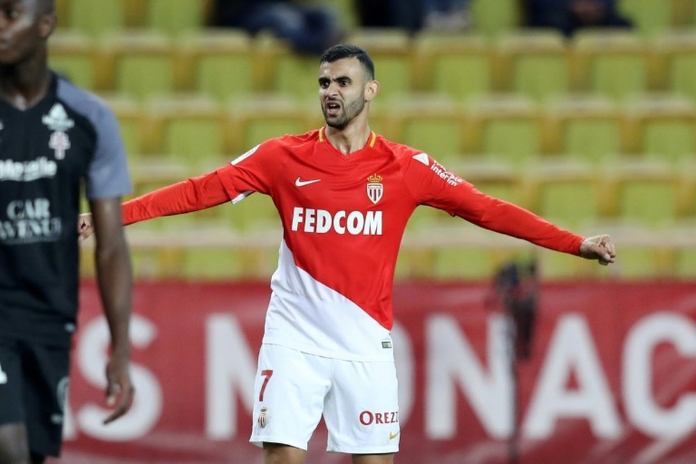 Le milieu de terrain de Monaco Rachid Ghezzal après son but à domicile contre Metz. AFP