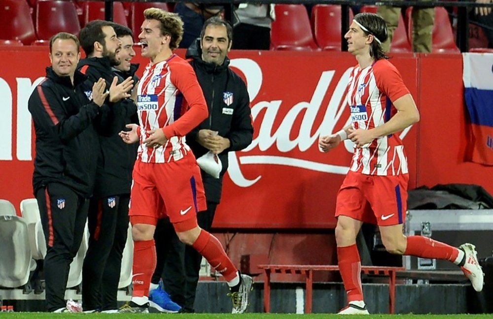 El Atlético ya lleva tres 'manitas' a domicilio esta temporada. AFP