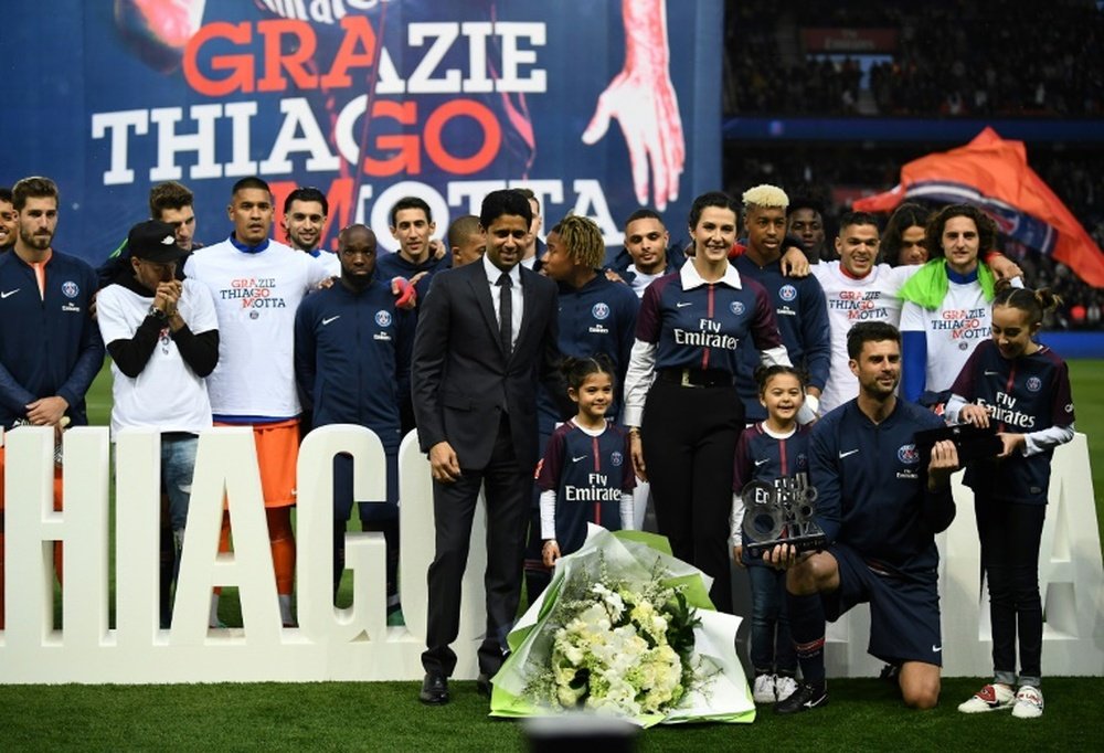 Thiago Motta fue homenajeado en su último partido como futbolista profesional. EFE