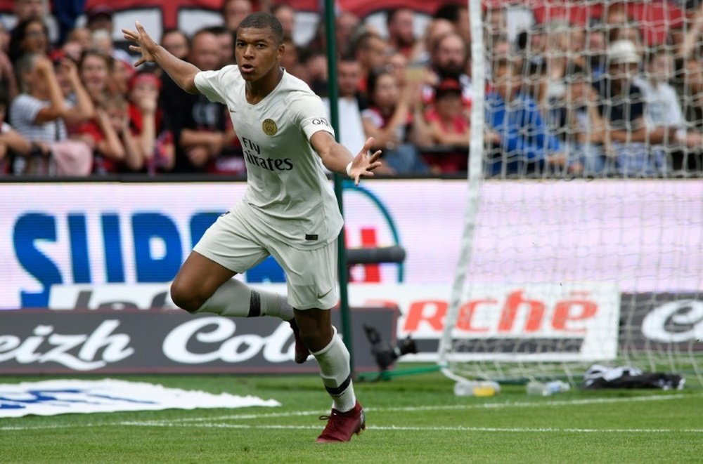 Mbappe scored two goals in PSG's 3-1 victory over Guingamp. AFP