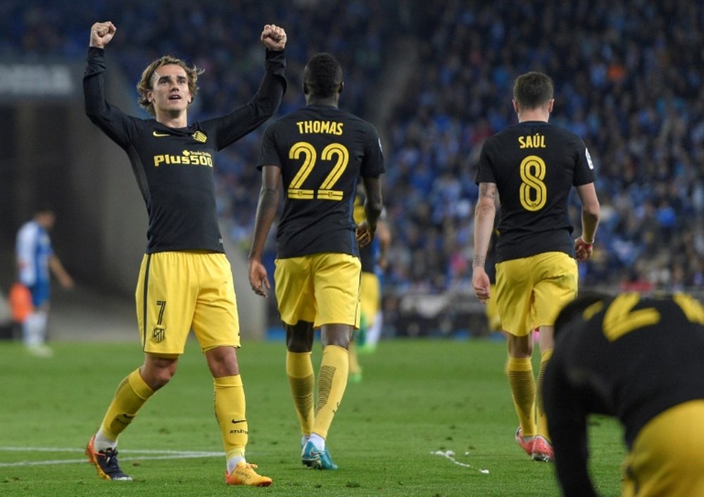 Antoine Griezmann buteur pour l'Atletico Madrid sur le terrain de l'Espanyol Barcelone. AFP