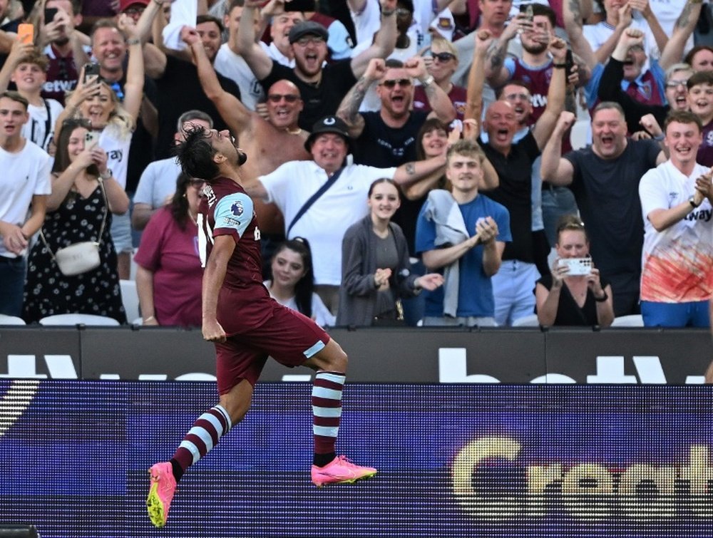 Paqueta was on target for West Ham on Sunday. AFP