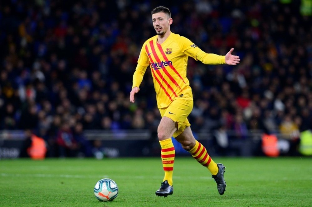 Lenglet was back training for Barca. AFP