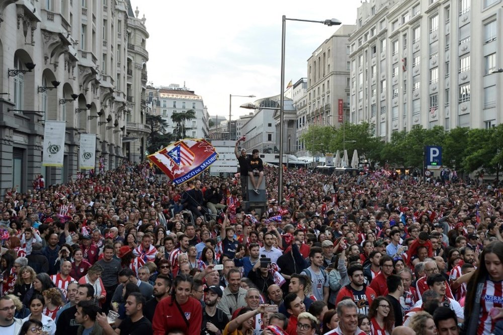 Une marée de supporters de lAtletico Madrid pour fêter les vainqueurs de l'Europa League. AFP