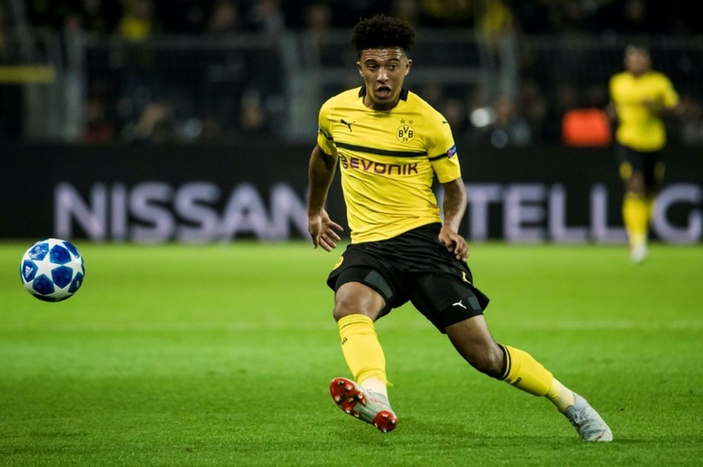 Sancho scored against Monaco in the Champions League. AFP