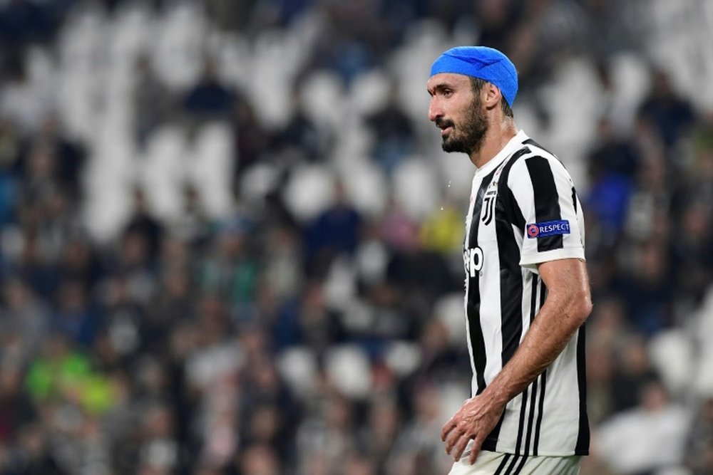 Chiellini won't be available to face Barcelona on Wednesday evening. AFP
