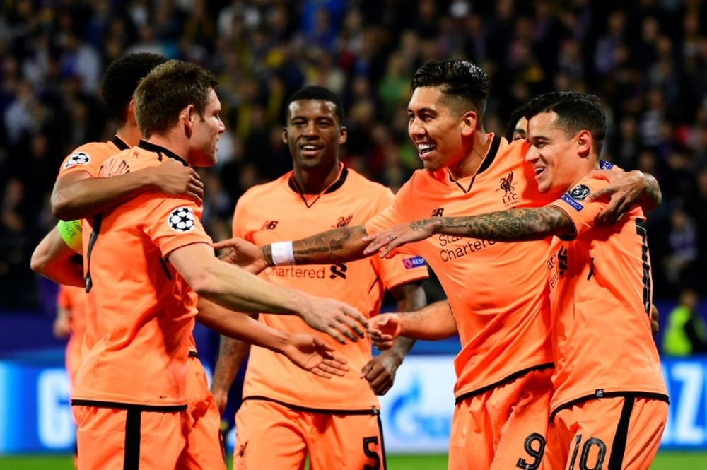 El Liverpool le endosó un 0-7 al Maribor en Champions. AFP
