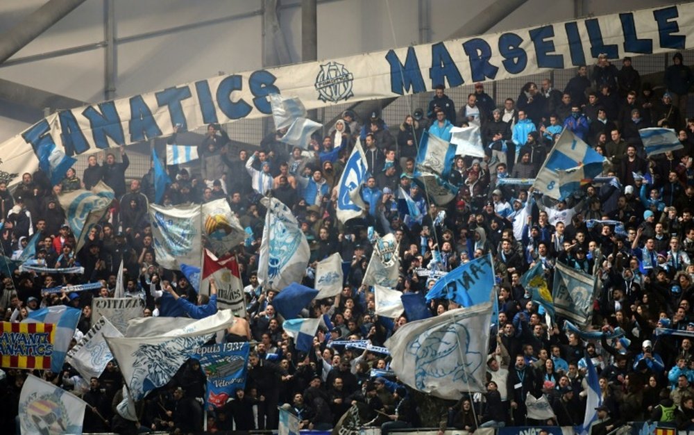 Fans at the Velodrome during a Marseille match. AFP