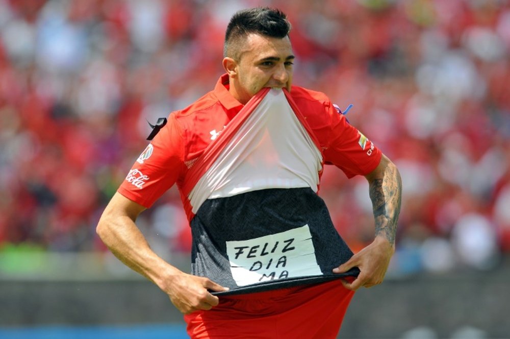 Enrique Triverio, buteur avec Toluca face aux Pumas. AFP