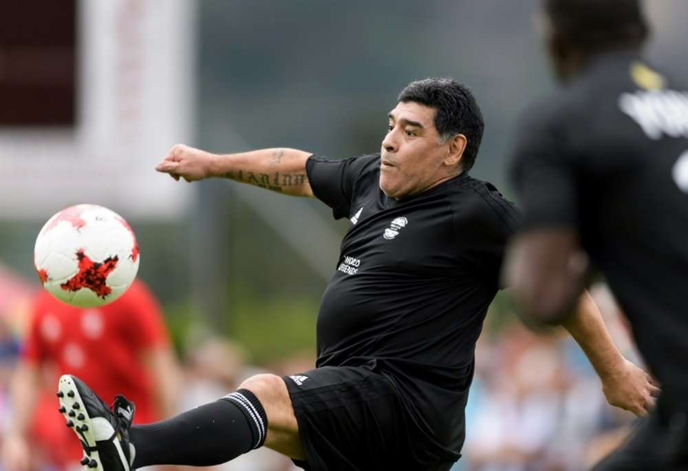 Diego Maradona, l'ancienne gloire du football argentin, le 7 juillet 2017 à Brigue, en Suisse. AFP
