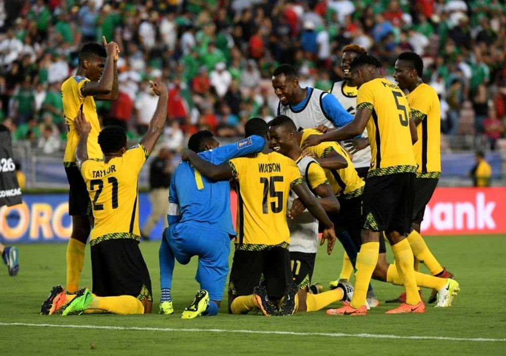La surprenante équipe jamaïcaine victorieuse du Mexique en demi-finales de la Gold Cup. AFP